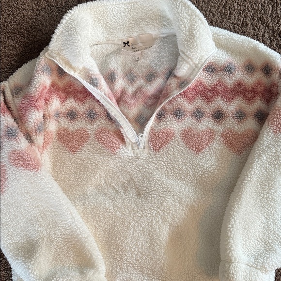 Sincerely Jules Cream and Pink Quarter Zip - Picture 3 of 5